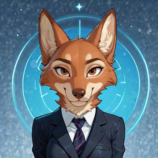 Feminine Wolf Fursona in Cyberpunk Style