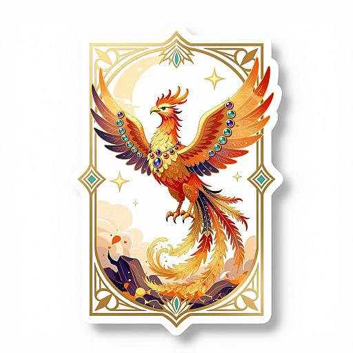 Elegant Phoenix with Gold Filigree Design