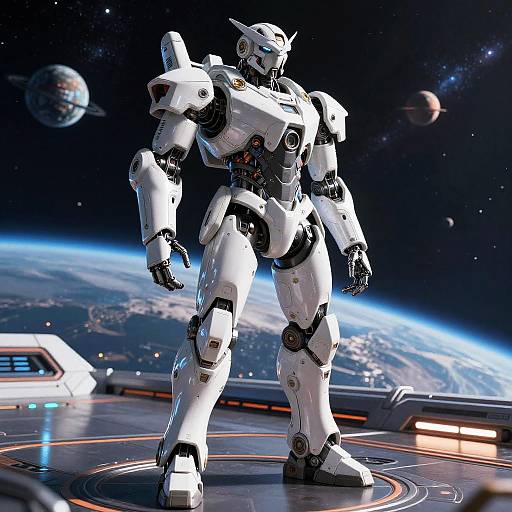 Futuristic Heavy Armor on Starship Deck