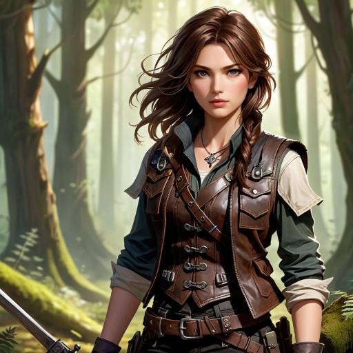 Enigmatic Ranger in a Shadowy Woodland Enigmatic Ranger in a Shadowy Woodland