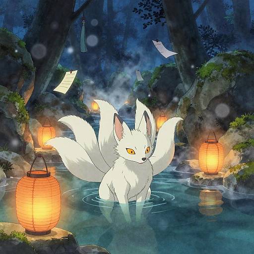 Kitsune Spirit at Mystical Hot Spring