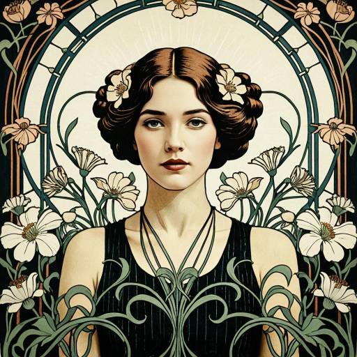 Art Nouveau Woman with Flowers