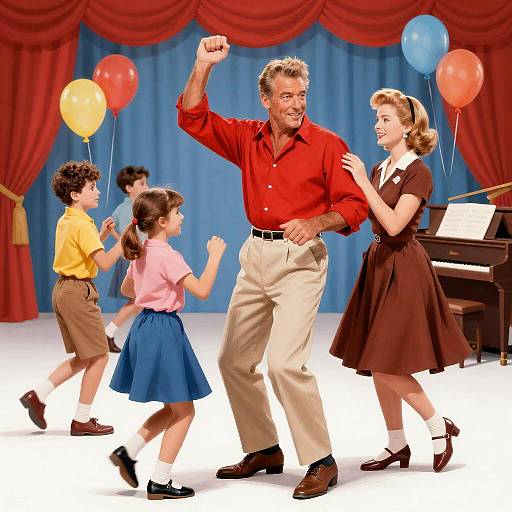 Dynamic 1950s Movie Poster Illustration