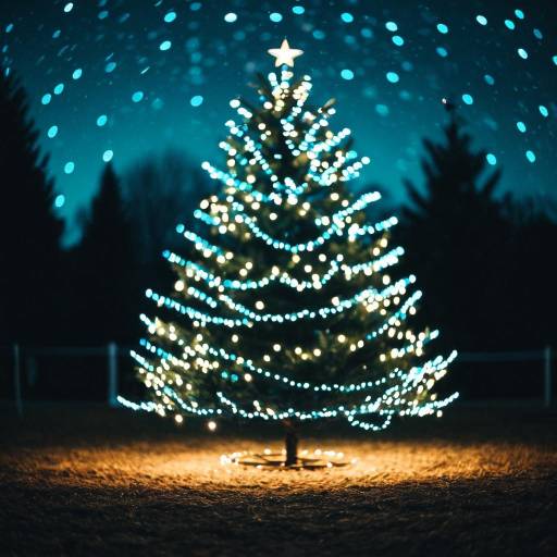 Blurred Christmas Tree with Bokeh Lights