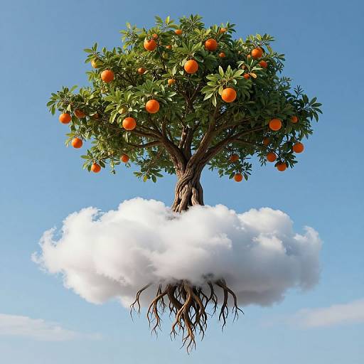 Upside-Down Tree with Orange Fruits