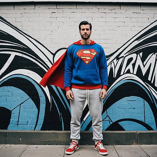Man in Superman Sweatpants Mural