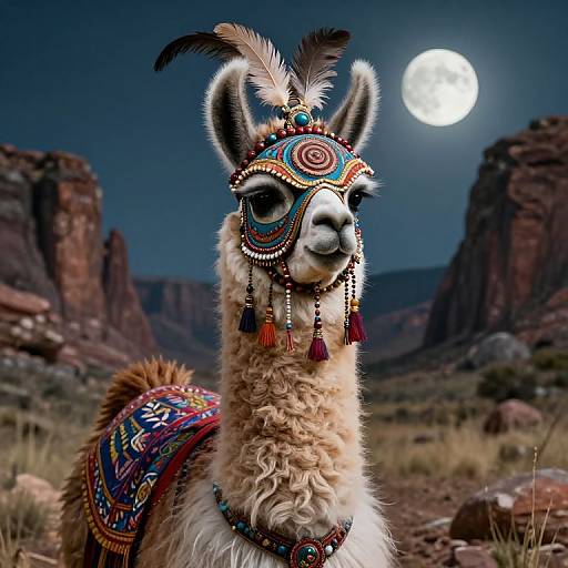 Colorful Llama Warrior Hippie Art