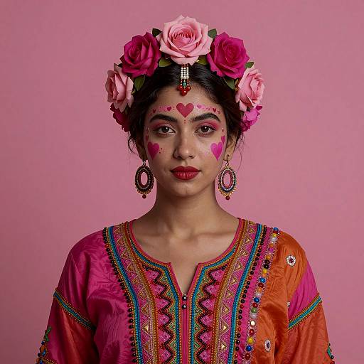 Vibrant Portrait of a Floral Goddess
