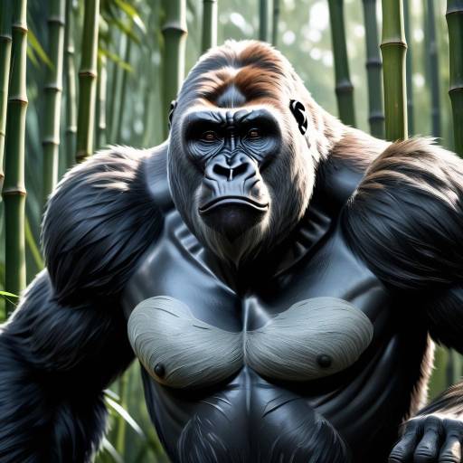 Majestic Silver-Back Gorilla in Bamboo Majestic Silver-Back Gorilla in Bamboo