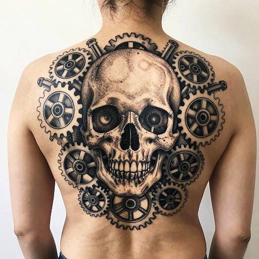 Steampunk Skull Gear Tattoo Design