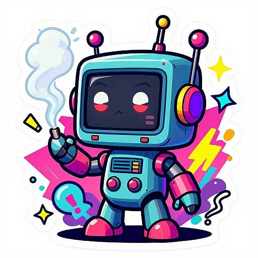 Chibi Robot Graffiti Sticker Art