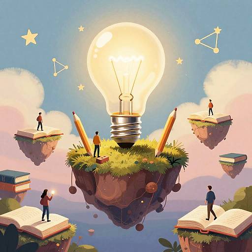 Surreal Ideas Landscape with Books