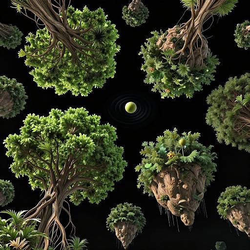 Upside-Down Trees with Floating Islands