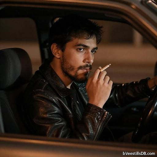 Dramatic Night Car Scene with Man