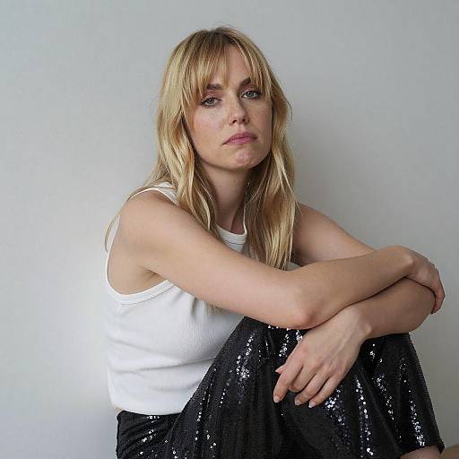 Blonde Woman Sitting in Corner