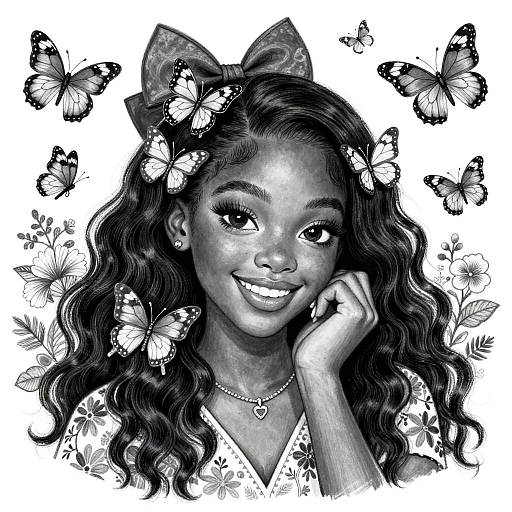 Black-and-White Portrait of Smiling Teen