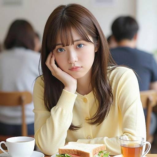 Serene Japanese Woman in Casual Setting