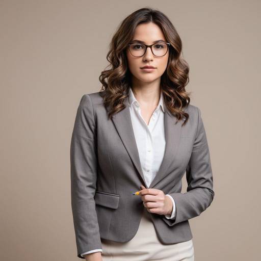 Professional Woman in Gray Blazer and Glasses