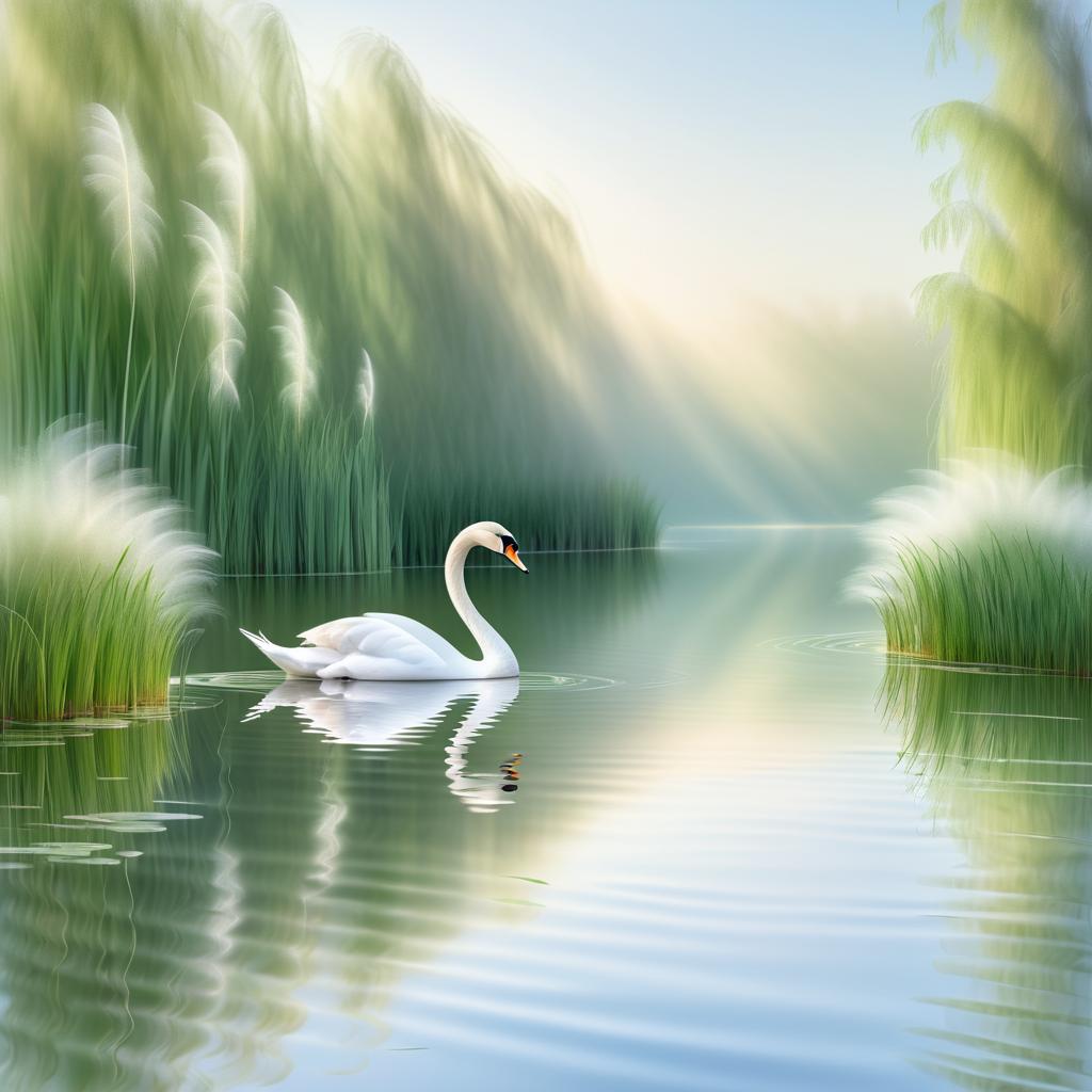 Serene Swan in a Tranquil Lake