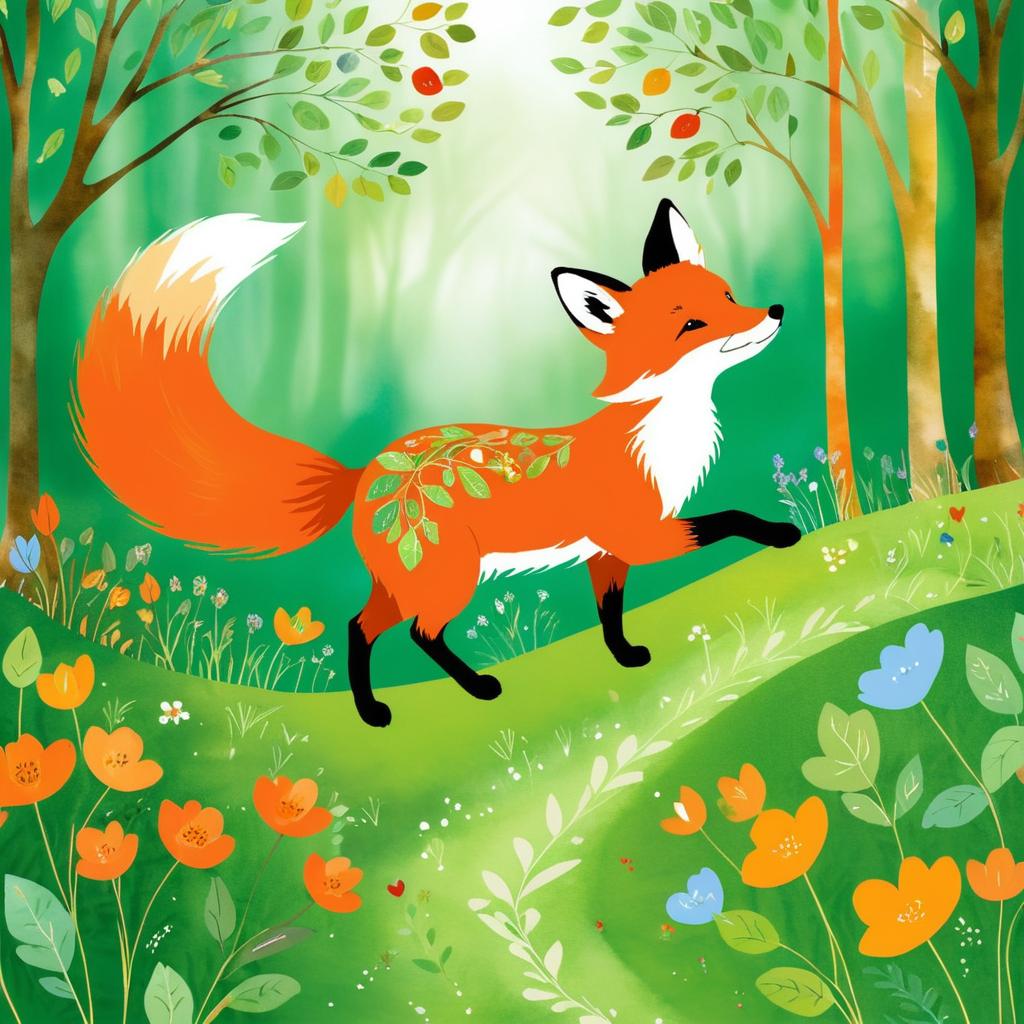 Charming Playful Fox in Whimsical Forest