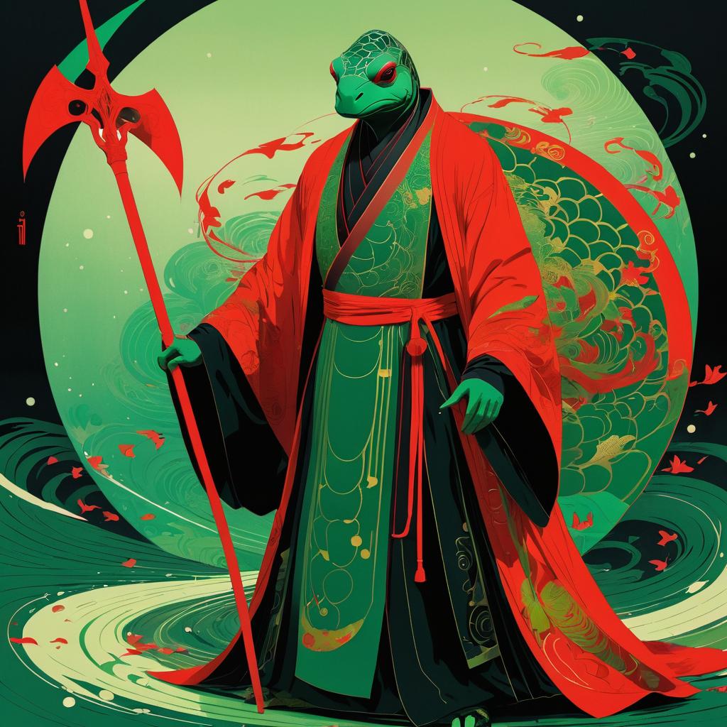 Stoic Turtle in Dynamic Robe and Scythe