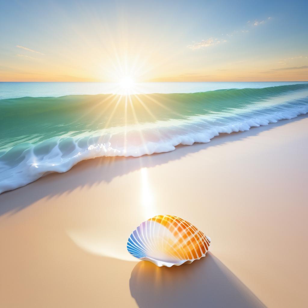 Serene Beach Sunrise with Seashell