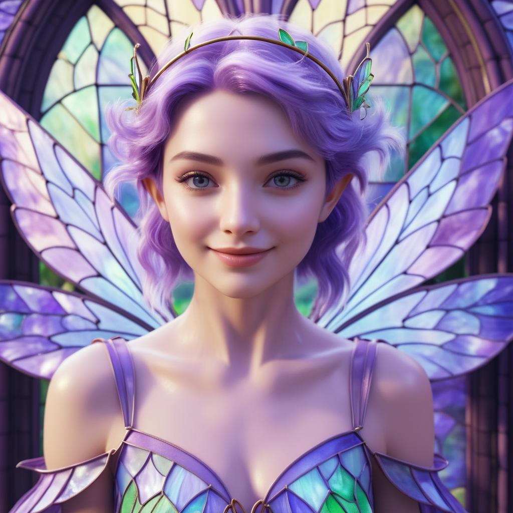 Enchanting Fairy with Stained Glass Wings