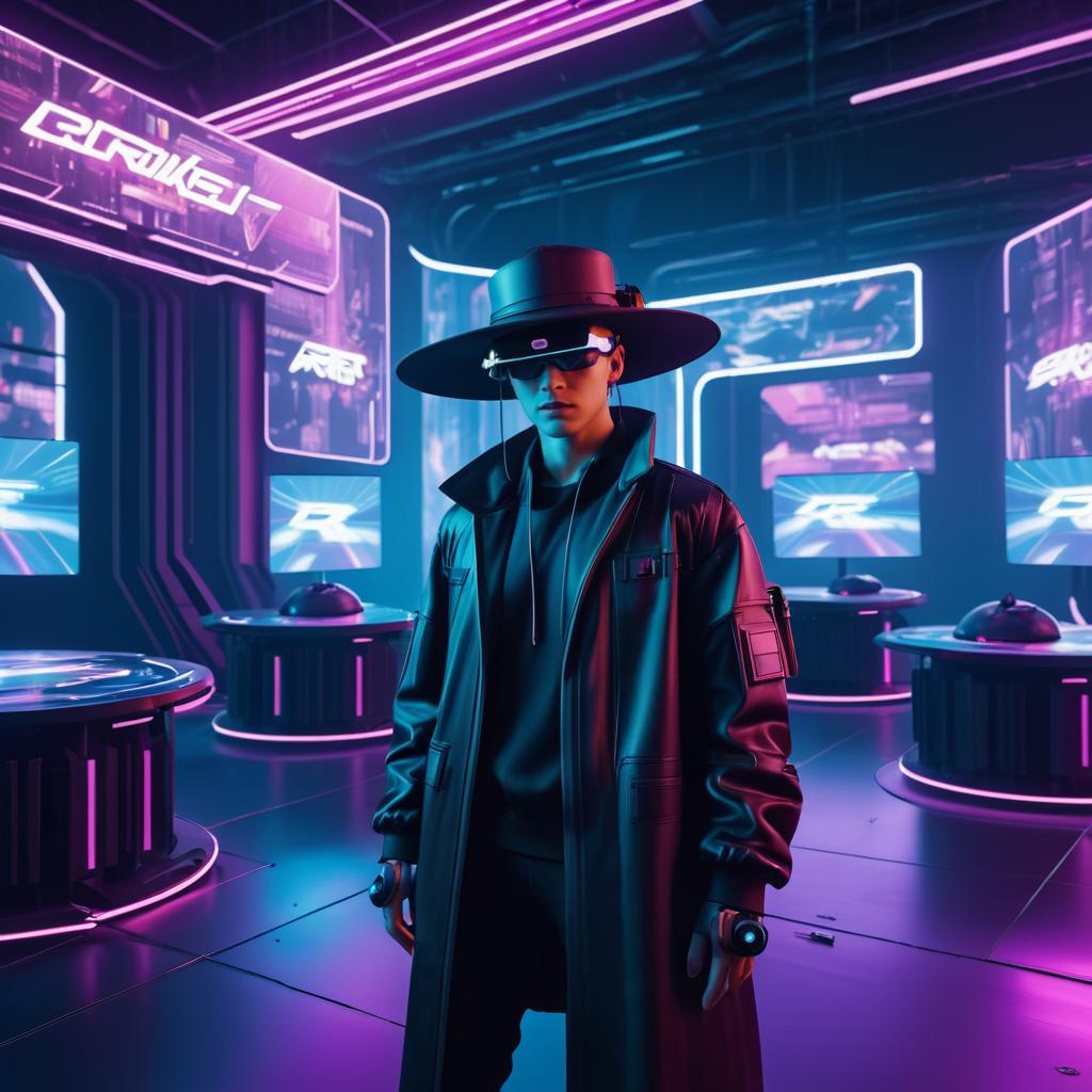 Dystopian Gamer in Cyberpunk Reality