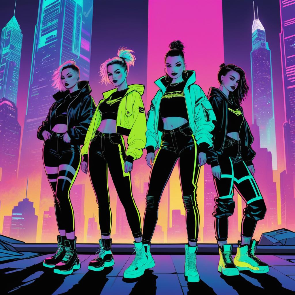 Futuristic Cyberpunks in Neon City