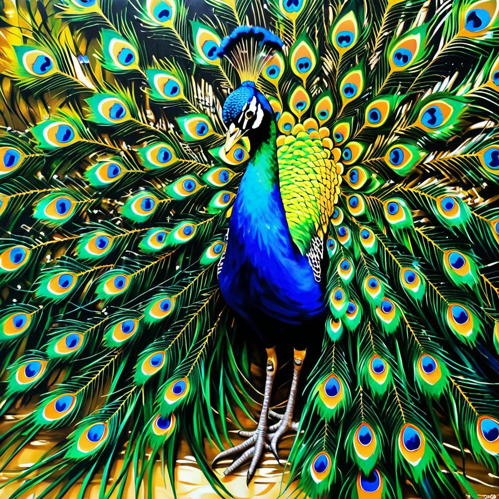 Award-Winning Peacock Oil Painting