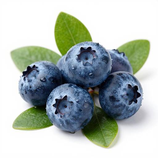 Glossy Blueberries on White Surface