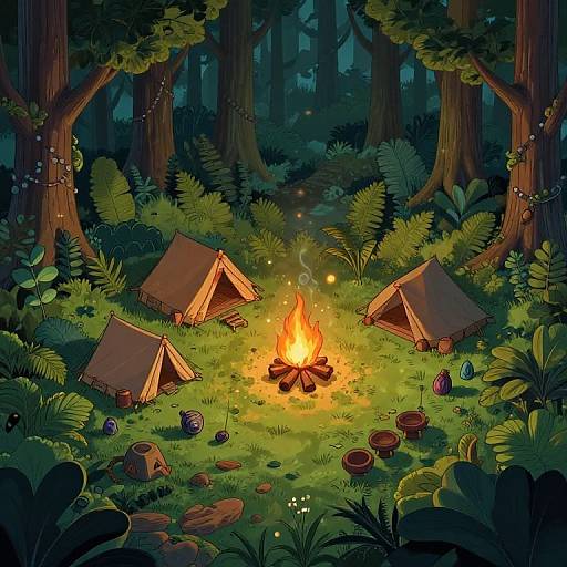 Cozy Enchanted Forest Campfire Map