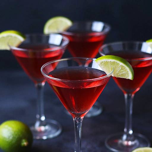 Neon Red Martini Cocktails with Lime