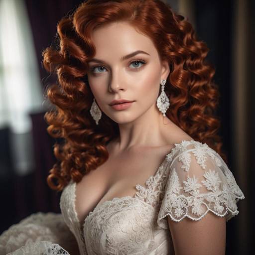 Woman in Vintage Lace Ball Gown