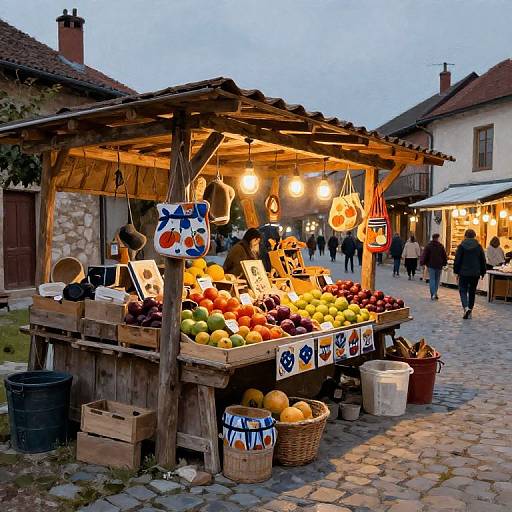 Rustic Market Stall at Dusk
