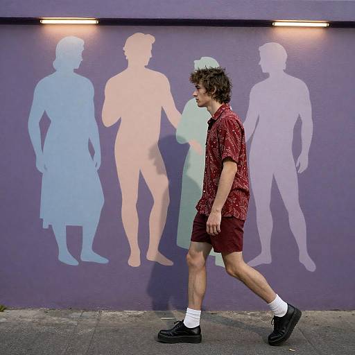 Urban Style Against Neon Mural