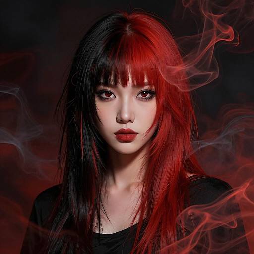 Edgy Red-Haired Woman in Smoke