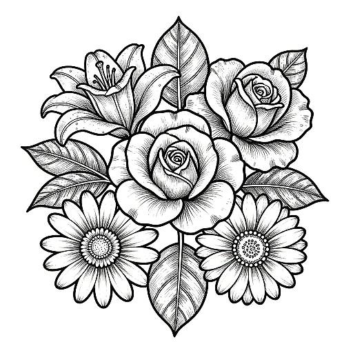 Realistic Botanical Flower Coloring Pages