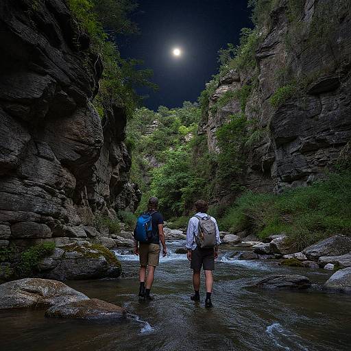 Explorers Navigating Serene Ancient River