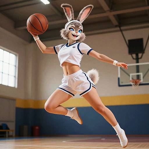 Dynamic Furry Female Athlete in Action