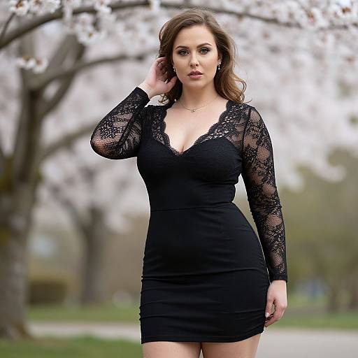 Plus-Size Elegance in Cherry Blossoms