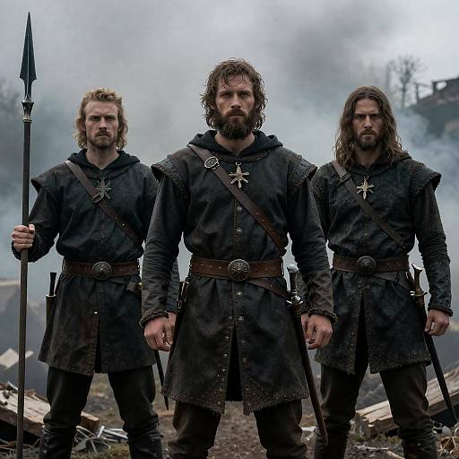 Rugged Warriors in a Medieval Ruin