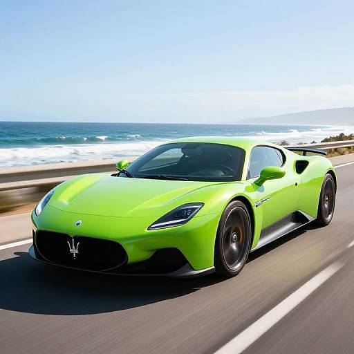 Lime Green Maserati Racing Coastal Highway