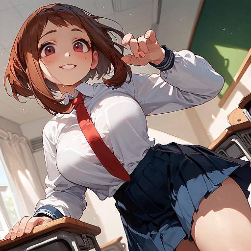 Anime Schoolgirl Dynamic Classroom Pose