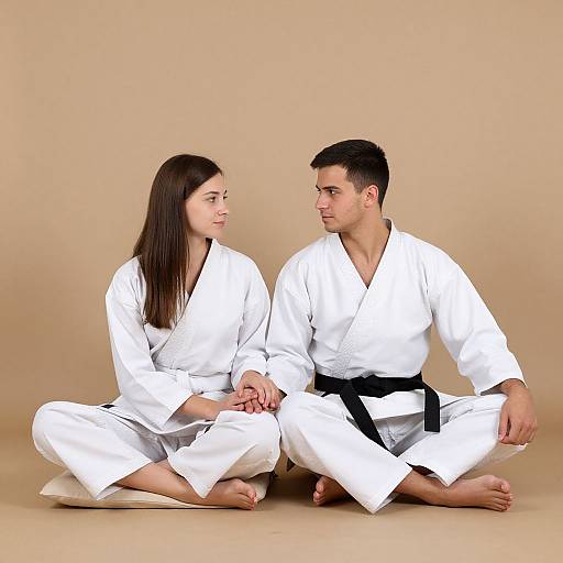 Young Couple in Martial Arts Robes