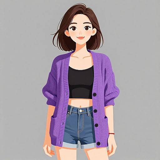 Smiling Woman in Casual Chic Outfit