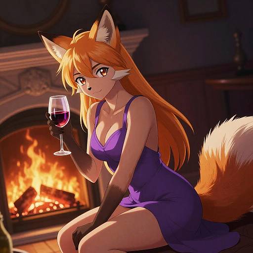 Backlit Renamon in Purple Dress