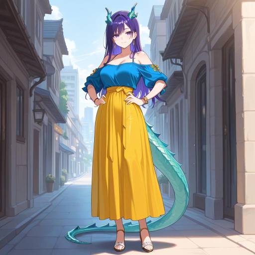 Delicate Dragon-Inspired Girl in City Delicate Dragon-Inspired Girl in City