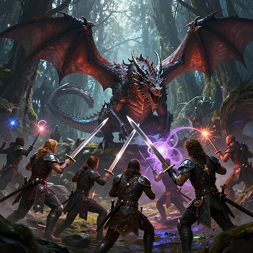 Epic Dragon Battle in Enchanted Forest