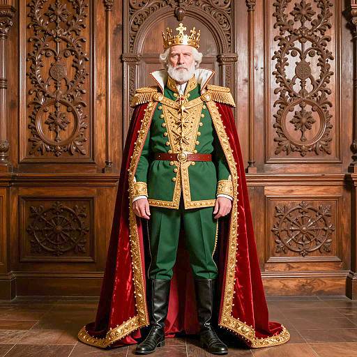 Elderly Man in Regal Prince Costume